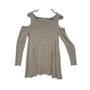 Acemi Small Open Shoulder Heather Tunic Top Flowy Sweater Boho Cozy Loungewear